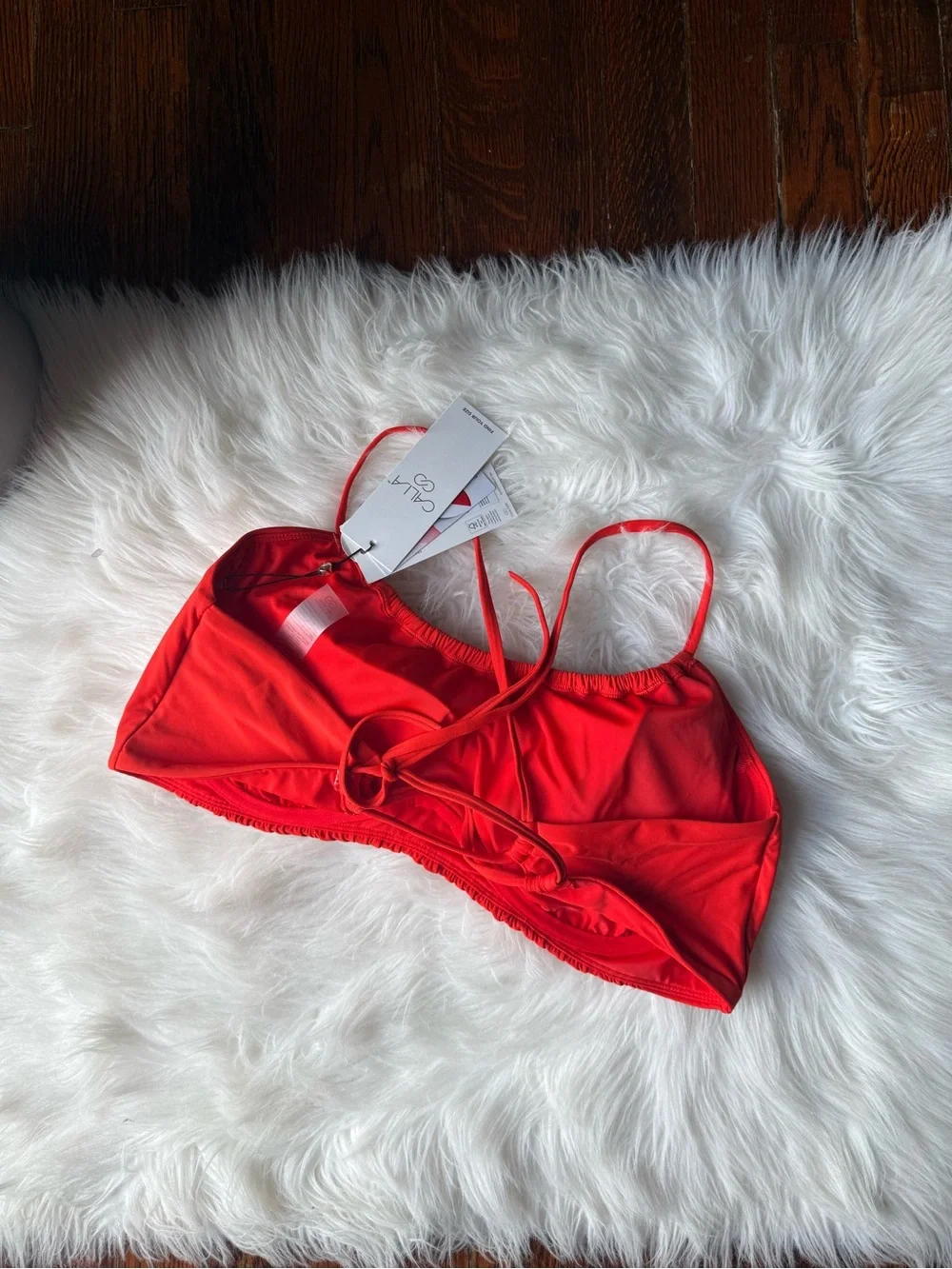Calia Scrunched Tie Back Bikini Top Fresh Red XXL NWT Underwire